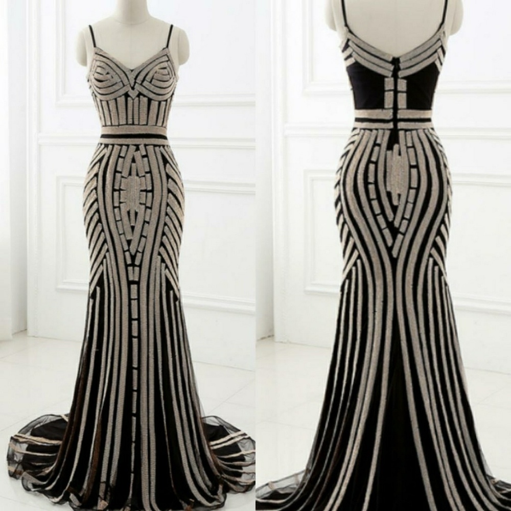 Embellished Champagne Prom Gown - Picture 6 of 8